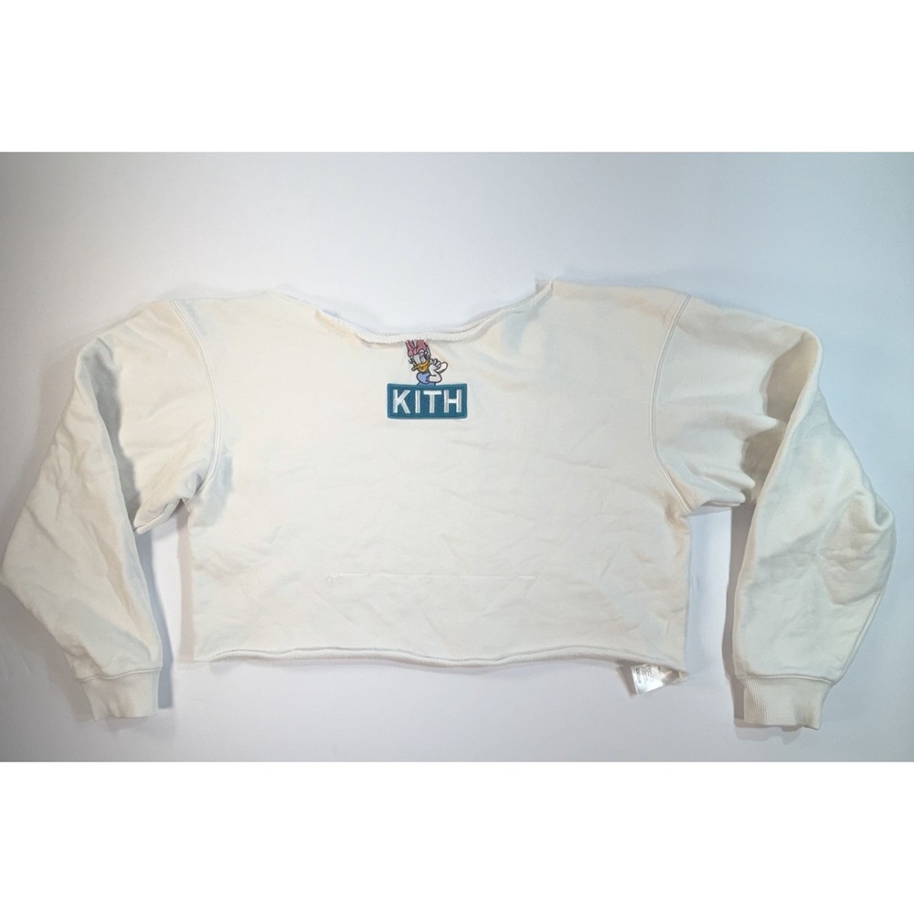 Kith Disney Daisy Duck Cropped Sweatshirt Womens M White Logo Crewneck